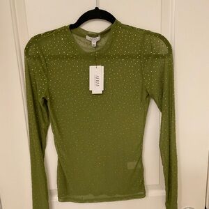 AFRM Olive Sheer Long Sleeve Top
